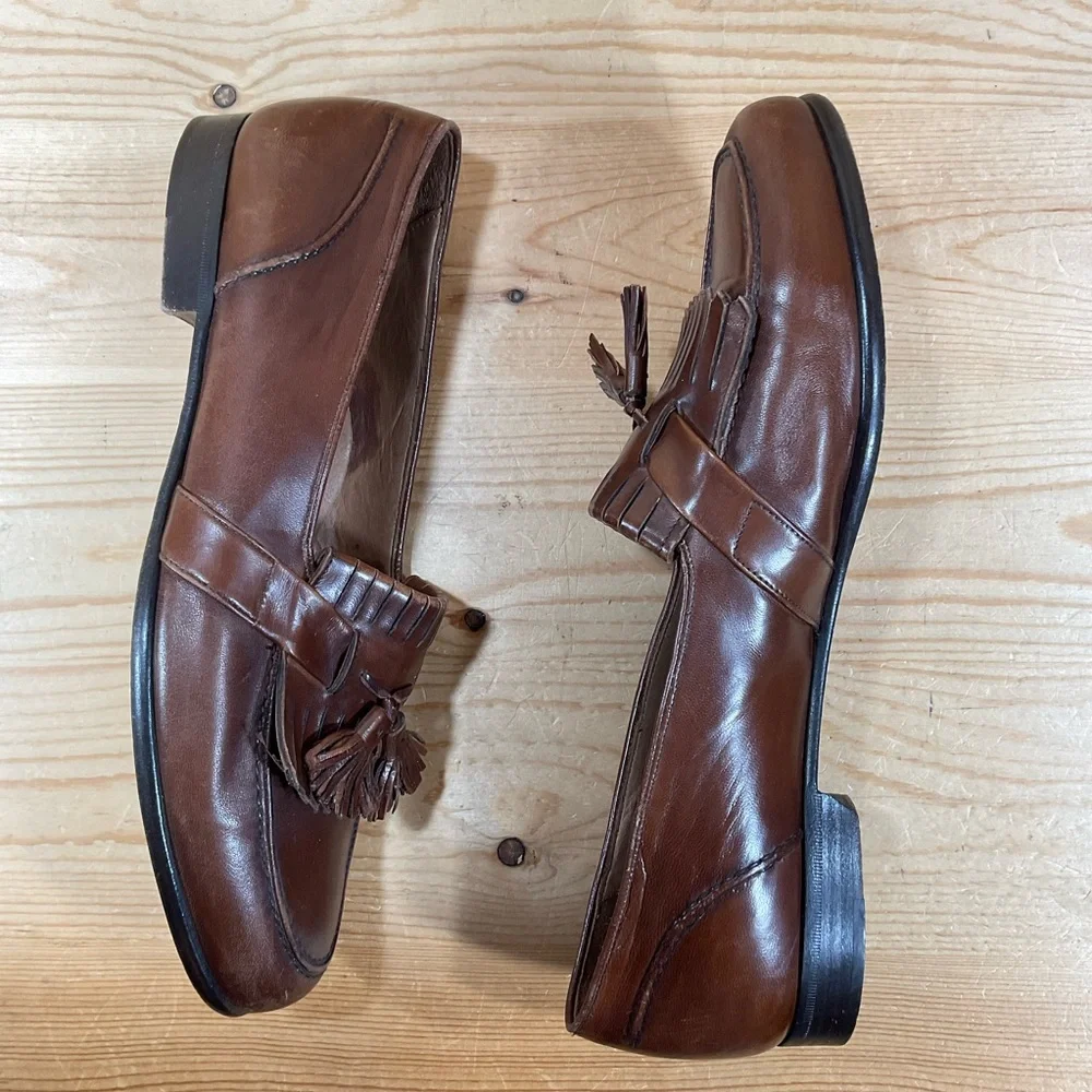 Bragano By Cole Haan Tassel Kiltie Loafers Men’s 11 M Brown Leather Casual Italy
